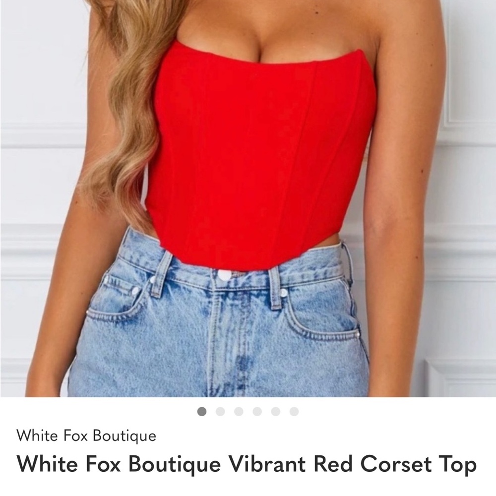 White Fox Red Corset Top Size Small